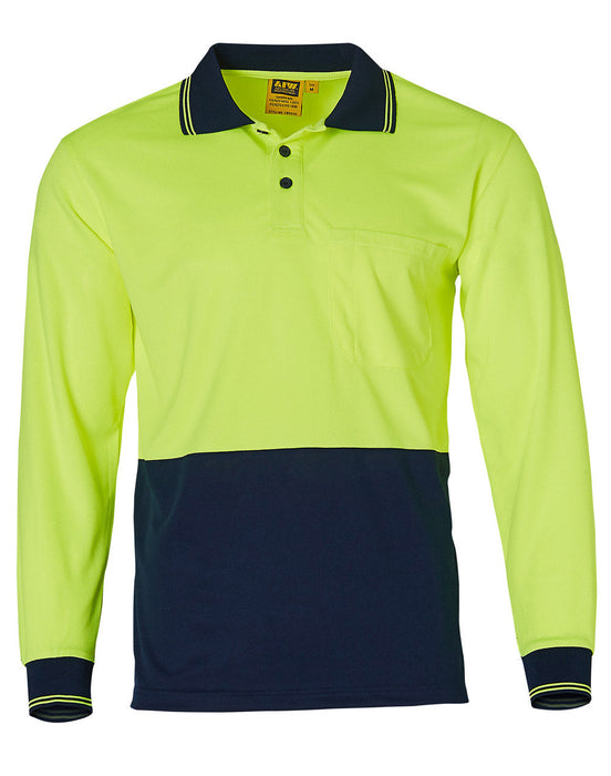 SW05CD HI-VIS LONG SLEEVE COOLDRY MICRO-MESH SAFETY POLO