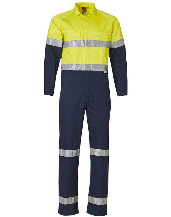 SW207 TWO TONE MEN'S COTTON DRILL COVERALL WITH 3M SCOTCHLITE TAPES