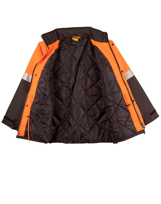 SW28A HI-VIS TWO TONE RAIN PROOF JACKET WITH QUILT LINING