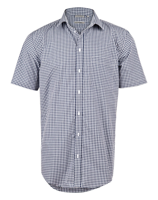 M7300S Men's Gingham Check Short Sleeve Shirt