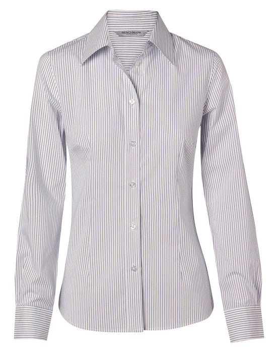 M8200L Women's Ticking Stripe Long Sleeve Shirt