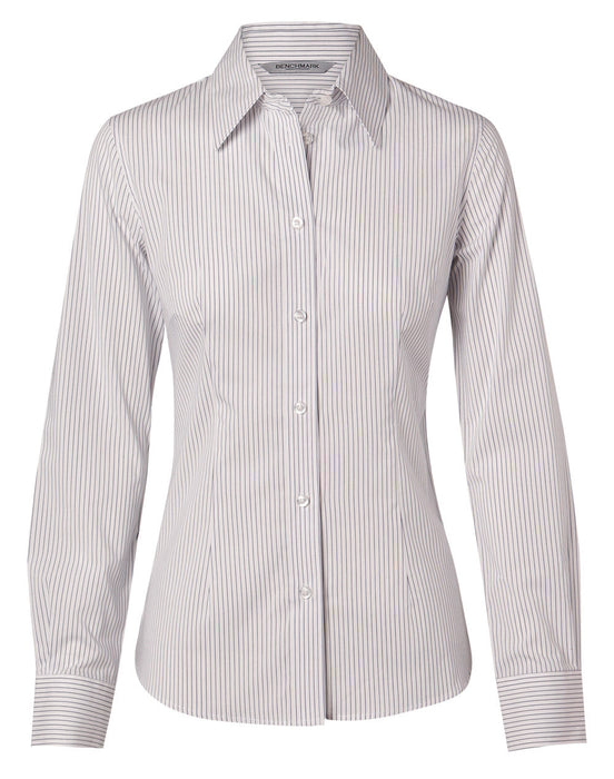 M8200L Women's Ticking Stripe Long Sleeve Shirt