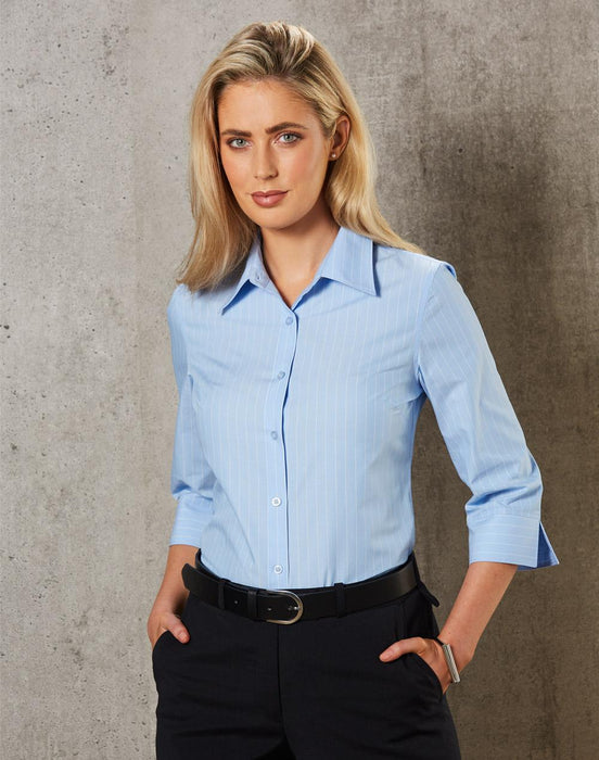 M8223 Women's Pin Stripe 3/4 Sleeve Shirt