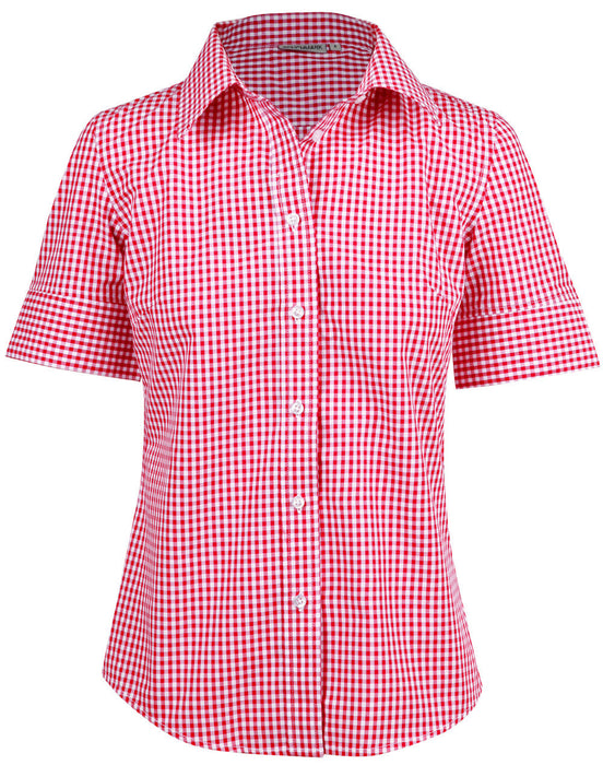 M8300S Ladies' Gingham Check Short Sleeve Shirt