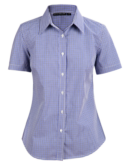 M8320S Ladies' Multi-Tone Check Short Sleeve Shirt