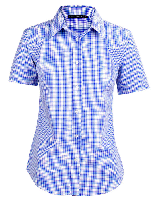 M8320S Ladies' Multi-Tone Check Short Sleeve Shirt