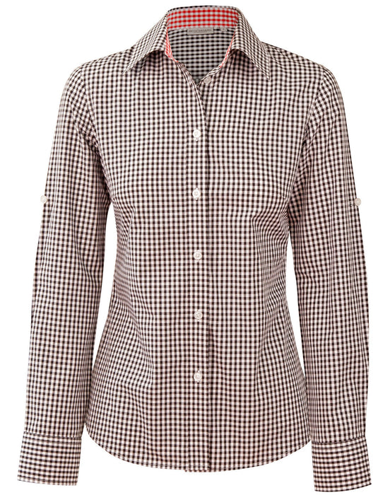 M8330L Ladies' Gingham Check Long Sleeve Shirt