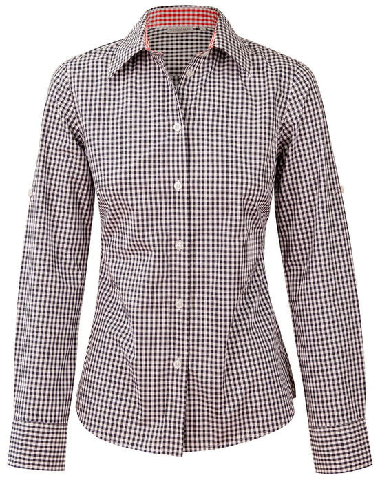 M8330L Ladies' Gingham Check Long Sleeve Shirt