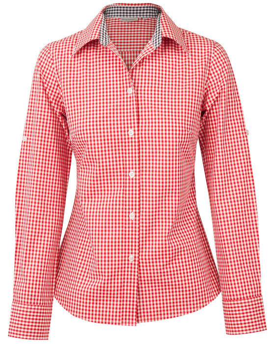 M8330L Ladies' Gingham Check Long Sleeve Shirt