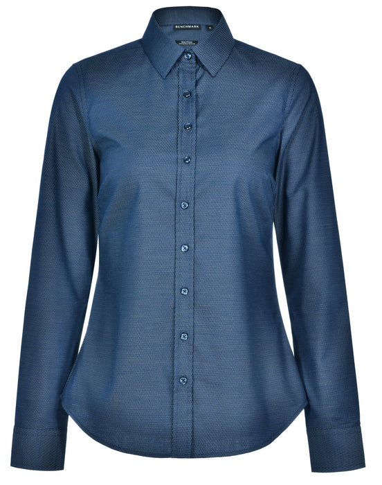 M8400L ASCOT LADIES LONG SLEEVE DOT JACQUARD STRETCH SHIRT