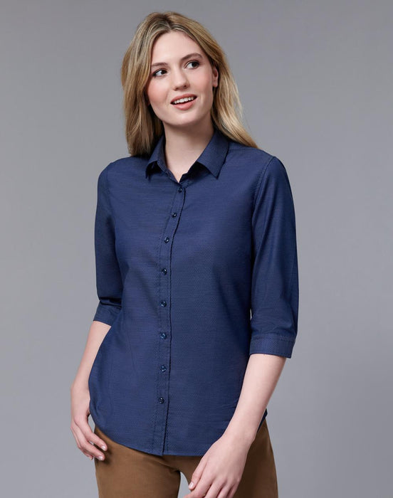 M8400Q ASCOT LADIES 3/4 SLEEVE DOT JACQUARD STRETCH SHIRT