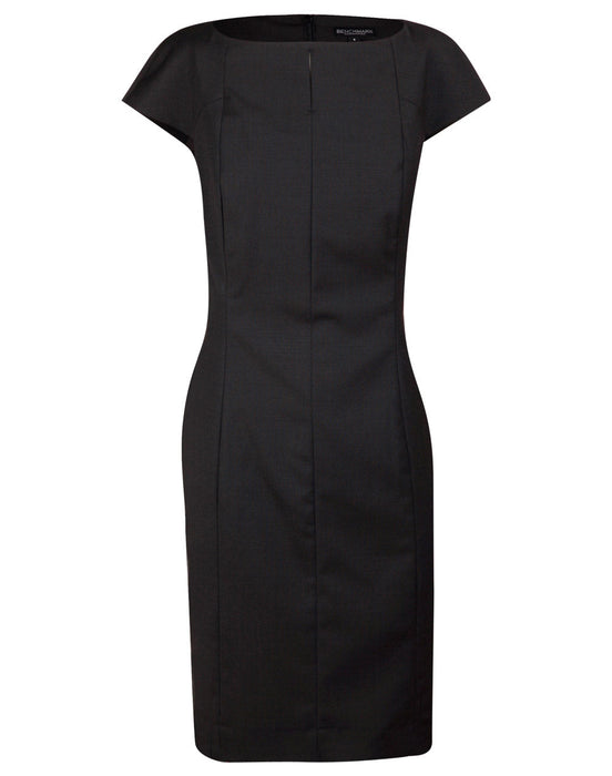 M9281 Ladies' Wool Blend Stretch Cap Sleeve Dress