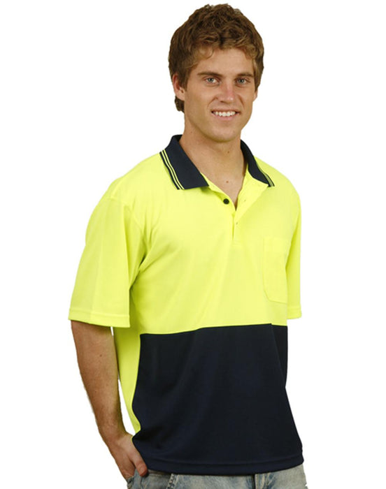 SW01TD HI-VIS SHORT SLEEVE TRUEDRY MICRO-MESH SAFETY POLO