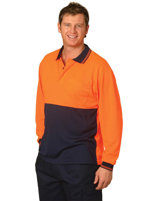 SW05CD HI-VIS LONG SLEEVE COOLDRY MICRO-MESH SAFETY POLO