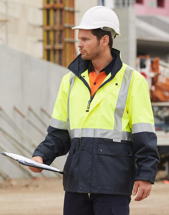 SW18A HI-VIS TWO TONE RAIN PROOF SAFETY JACKET WITH MESH LINING & 3M TAPES