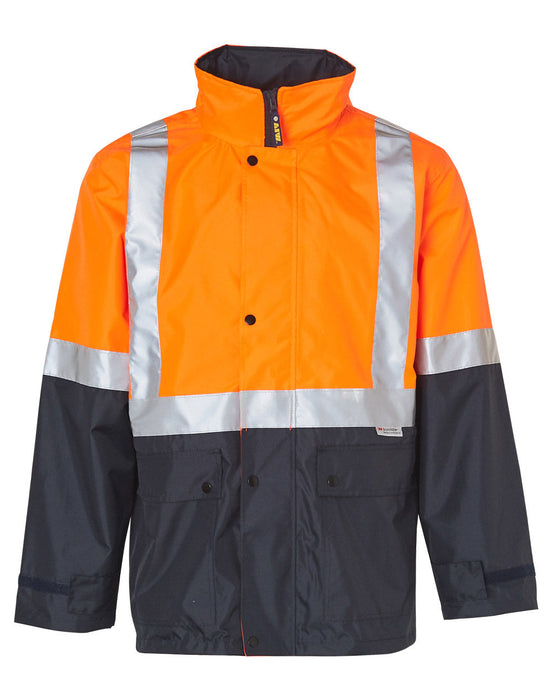 SW18A HI-VIS TWO TONE RAIN PROOF SAFETY JACKET WITH MESH LINING & 3M TAPES