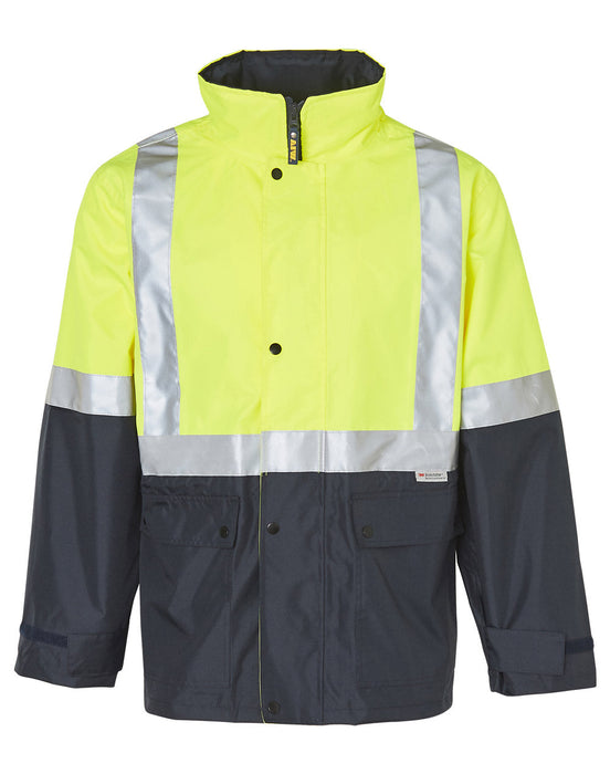 SW18A HI-VIS TWO TONE RAIN PROOF SAFETY JACKET WITH MESH LINING & 3M TAPES