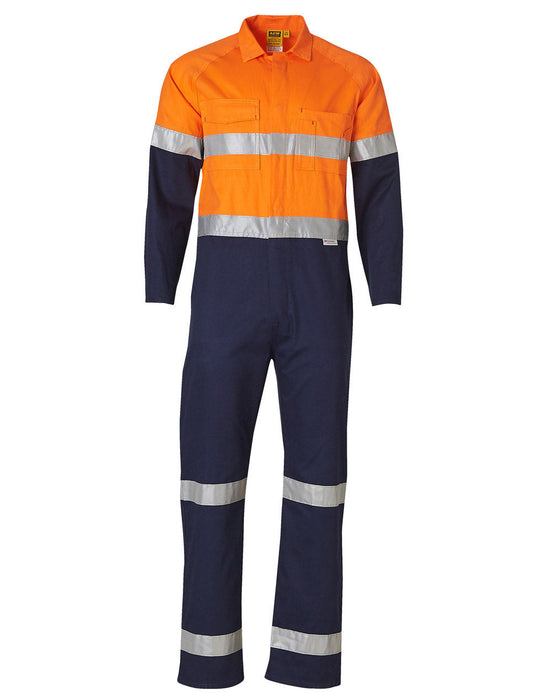 SW207 TWO TONE MEN'S COTTON DRILL COVERALL WITH 3M SCOTCHLITE TAPES