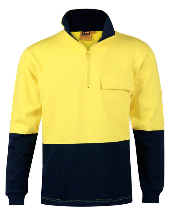 SW47 HI-VIS TWO TONE COTTON FLEECY SWEAT