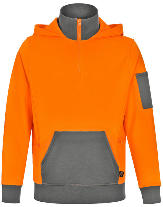 SW78 UNISEX HI VIS 1/4 ZIP PREMIUM FLEECE HOODIE