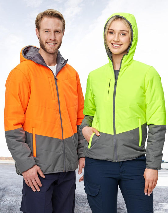 SW80 UNISEX HI VIS MODERN STYLING HOODED PUFFER JACKET